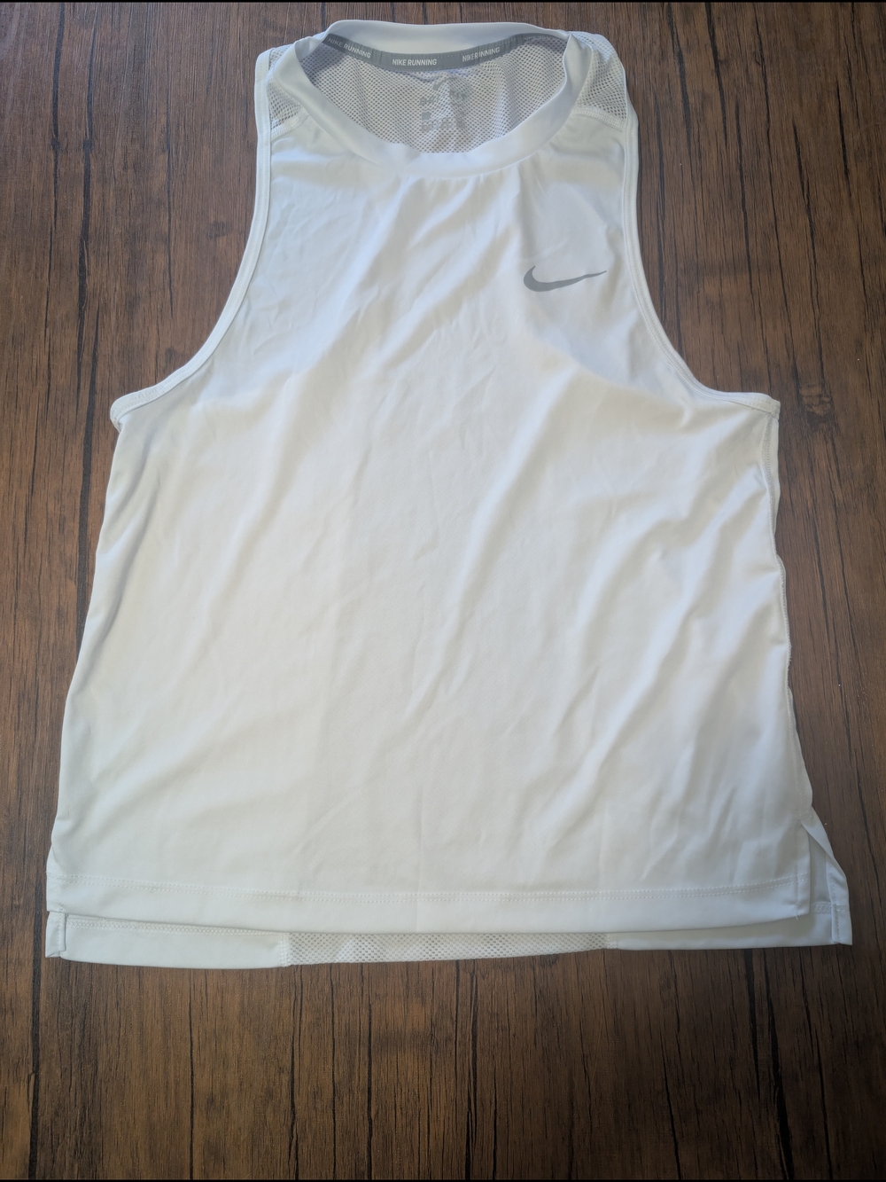 Nike White Dri-FIT Workout Tank with Grey Swoosh